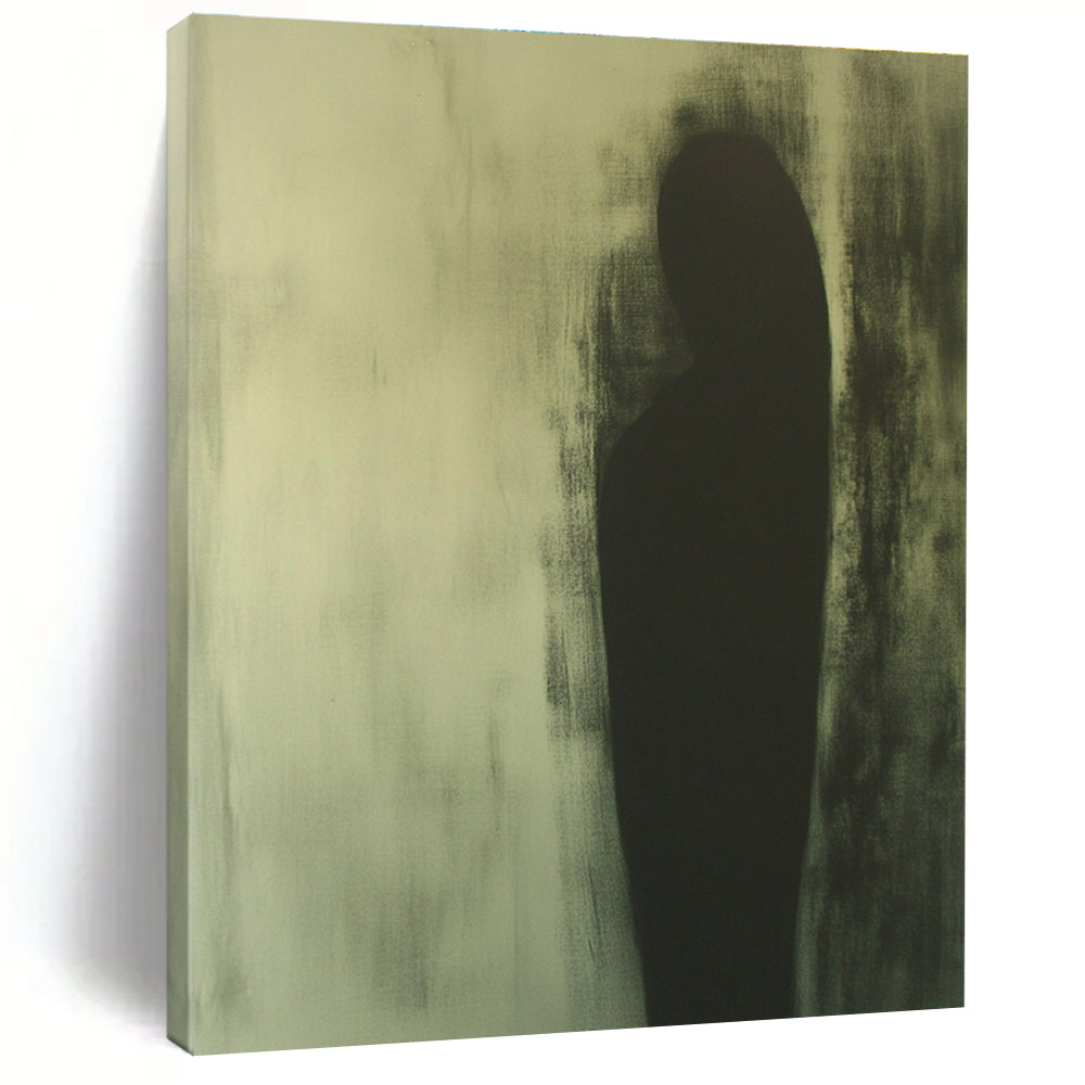 Black Silhouette Abstract Painting of Mysterious Form GAB0126