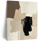 Beige Black Abstract Blocks Painting with Minimalist Depth WINK452