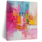 Pink Orange Blue Abstract Painting with Textured Vibrancy WINK519