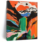Colorful Mountain Waterfall Abstract Painting for Nature - Lover Cabins HENG105
