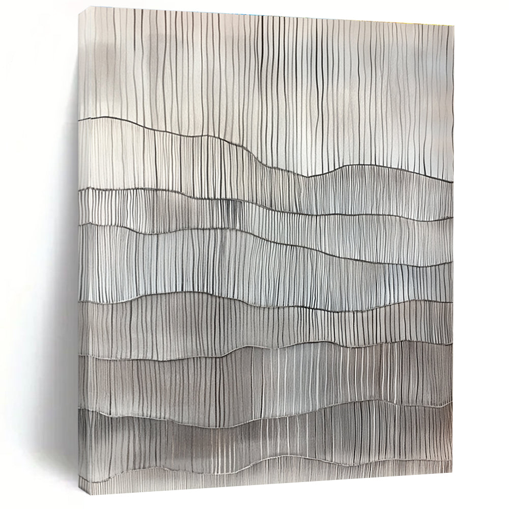Wavy Line Textures Abstract Painting of Monochromatic Rhythms GAB0138