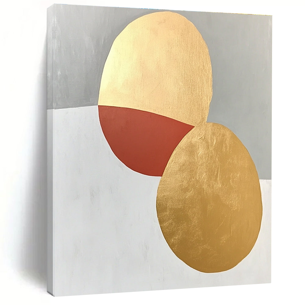 Geometric Gold and Red Abstract Painting with Regal Touch WINK306