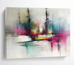 Colorful Tree Landscape Abstract Painting with Expressive Lines and Colors ABS249