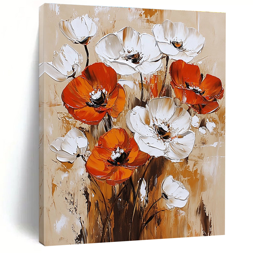 Bold Poppy Blossoms Expressive Floral Abstract Painting GAB0279