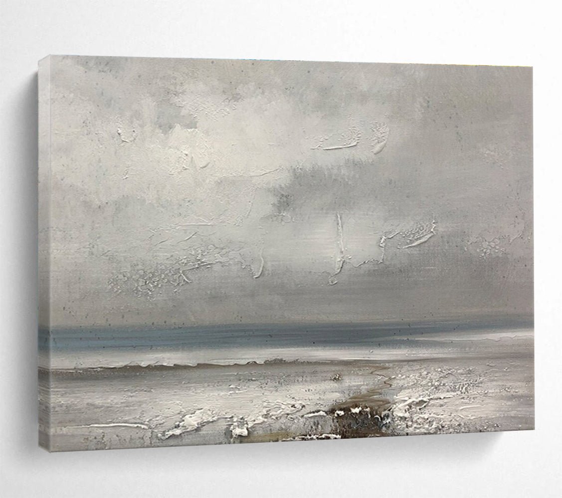 Gray Sea and Sky Abstract Painting for Tranquil Spa Interiors YHT267