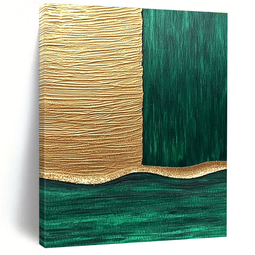 Gold and Green Geometry Abstract Painting for Luxury Hotel Suites GAB1332
