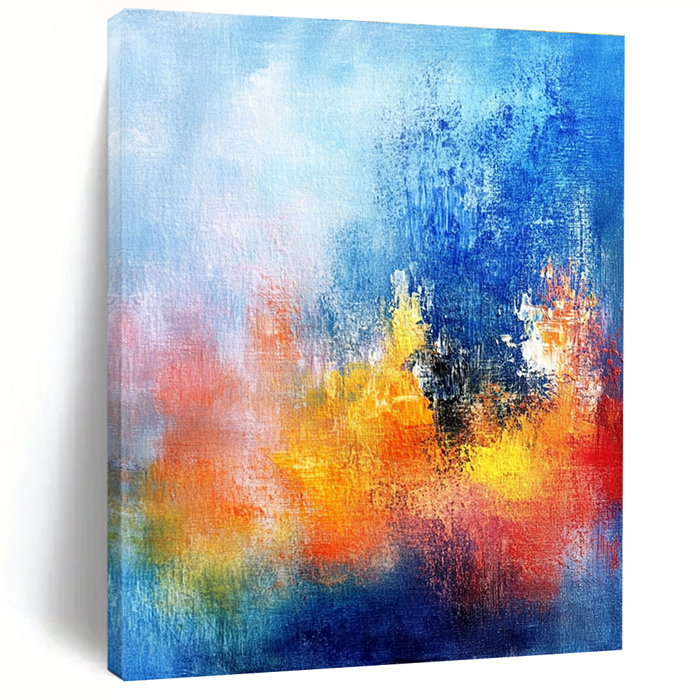 Blue Orange Pink Abstract Painting with Dreamy Blends WINK514