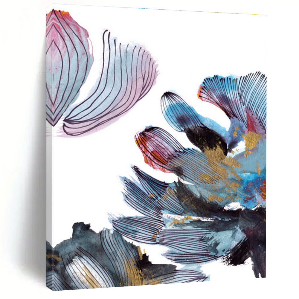 Colorful Floral Abstract with Gold Painting for Luxury Home Salons HENG199