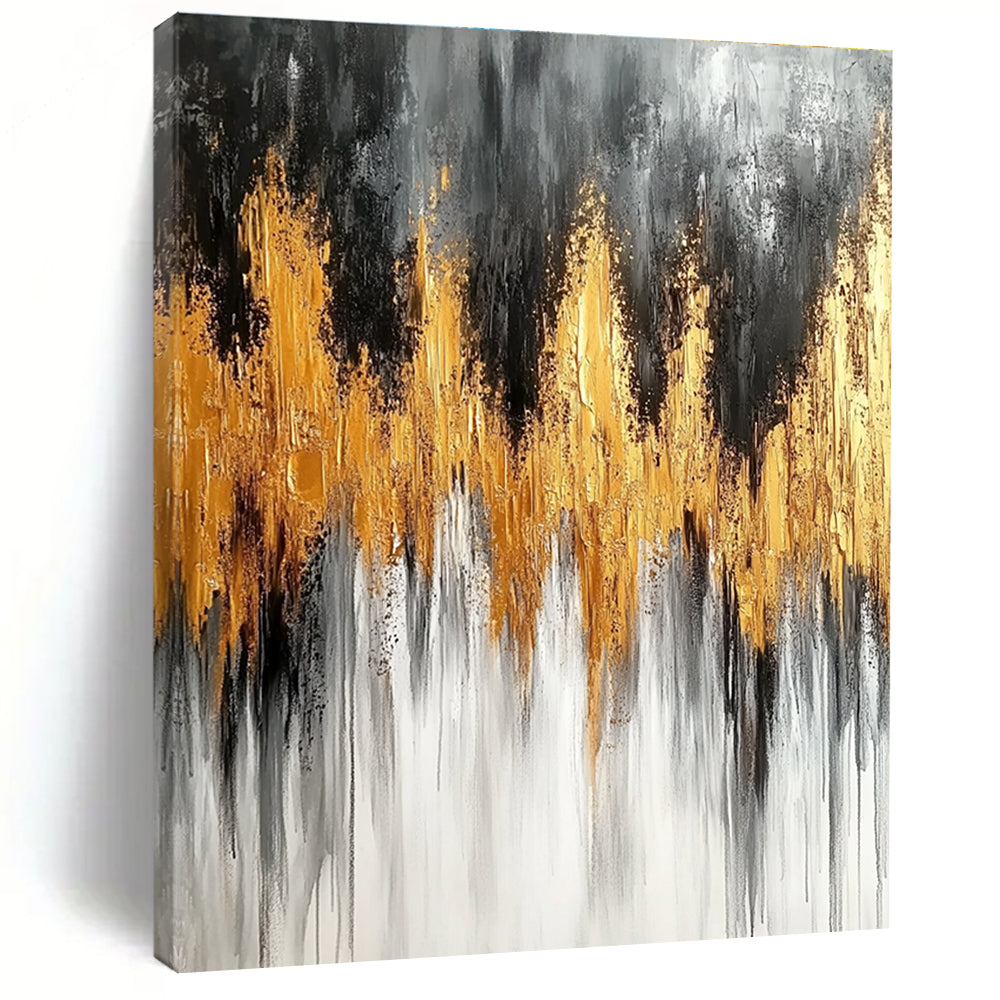 Gold and Gray Abstract Painting for Luxury - Themed Dining Rooms GAB0924