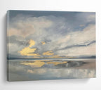 Cloudy Sea Reflection Abstract Painting for Tranquil Bedroom Retreats YHT255
