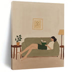 Woman Reading on Sofa - Cozy Domestic Abstract Art GAB0421