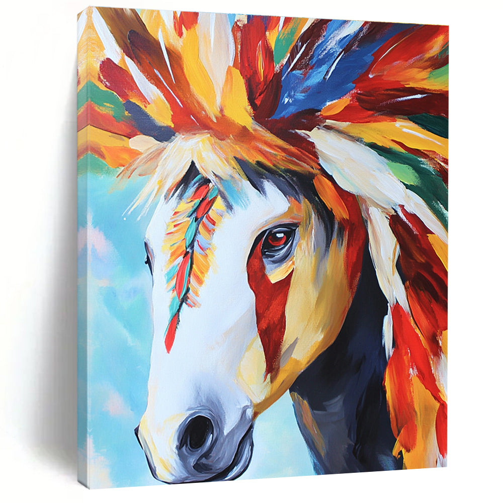 Colorful Horse Portrait Abstract Painting for Bohemian - Style Salons GAB1264