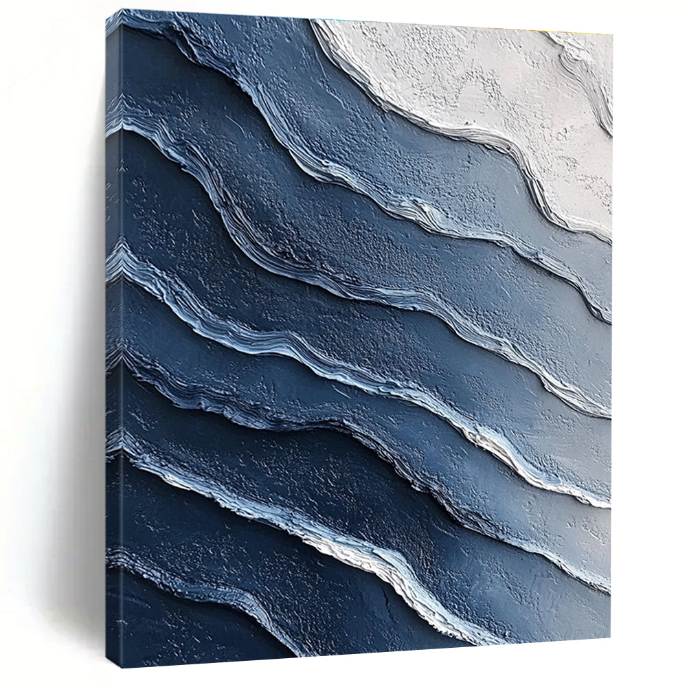 Blue and White Waves Abstract Painting with Coastal Calm WINK072