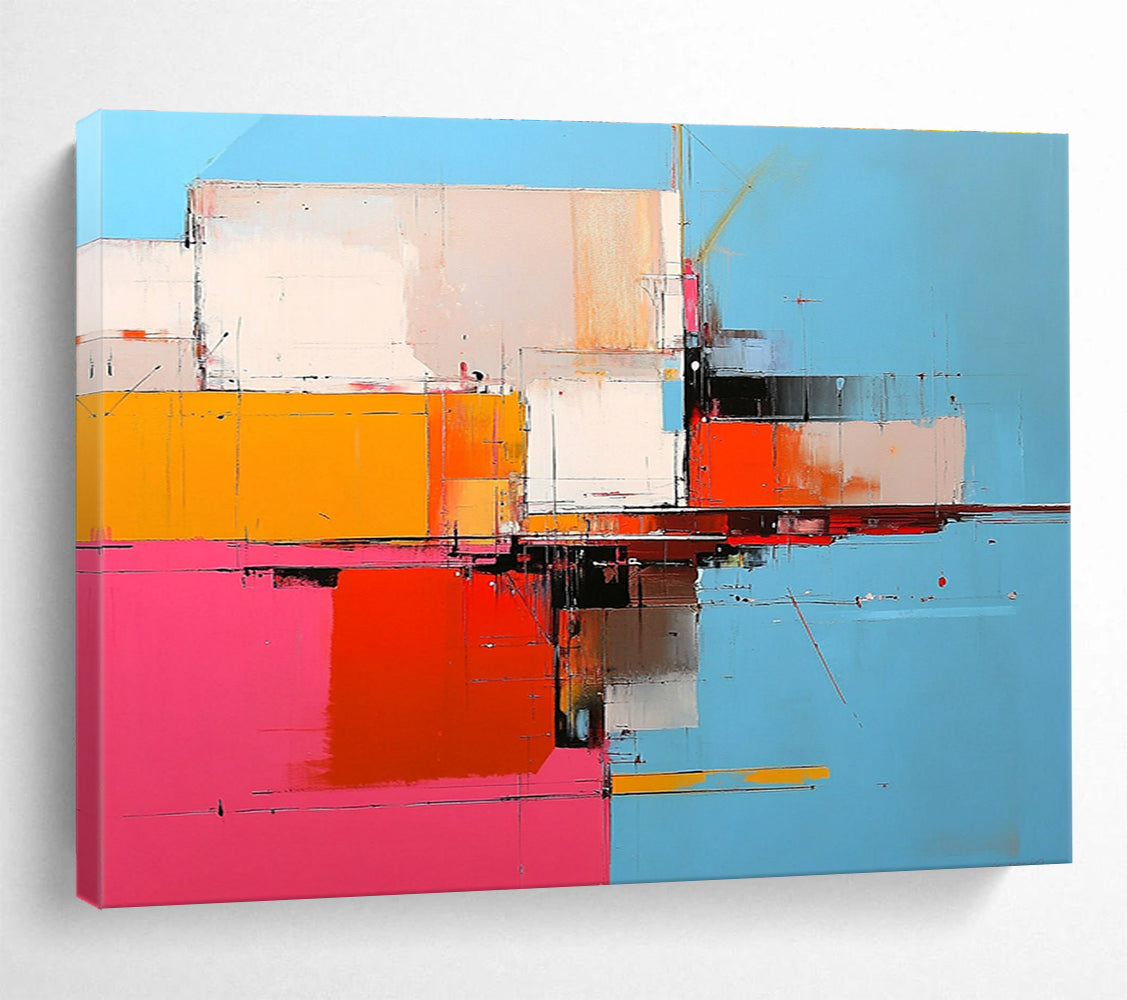 Geometric Color Block Abstract with Bold Contrasts Abstract Painting ABS335