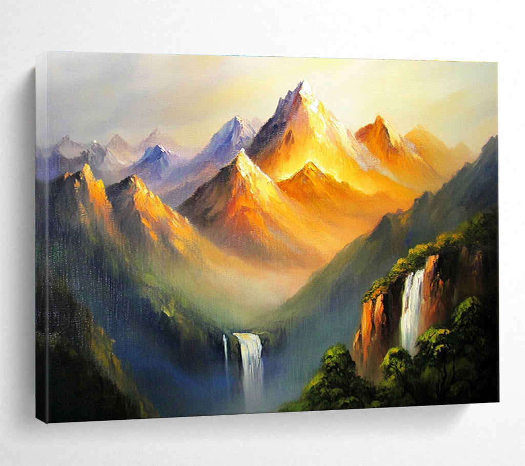 Majestic Mountain Landscape Painting with Dramatic Light ABS576