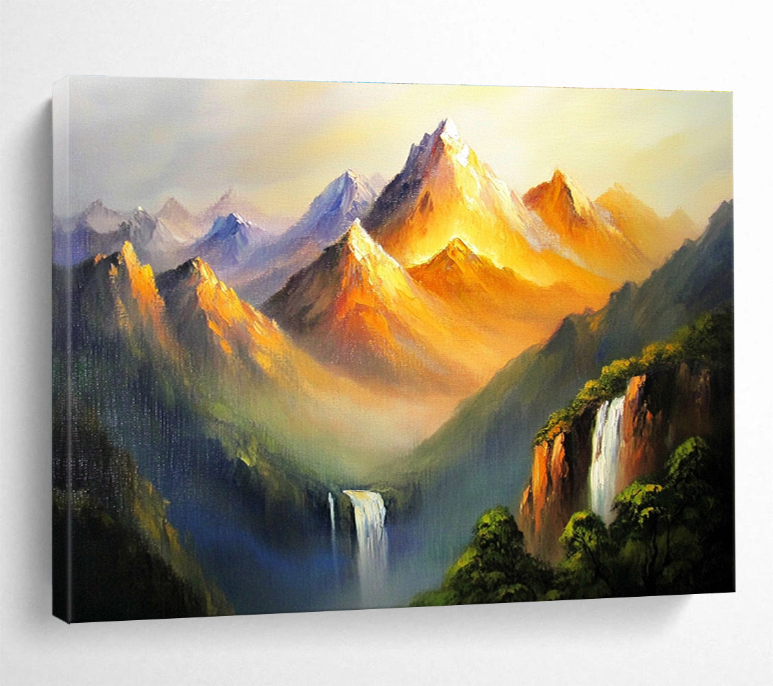 Majestic Mountain Landscape Painting with Dramatic Light ABS576