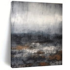 Gray Toned Abstract Landscape with Hints of Brown Painting for Serene Home Offices HENG368