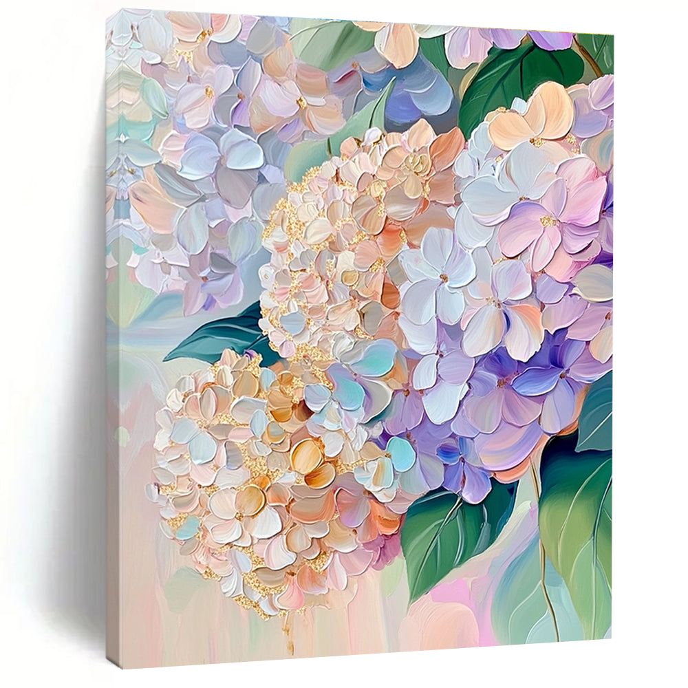 Colorful Hydrangea Blooms Vibrant Floral Abstract Painting GAB0306