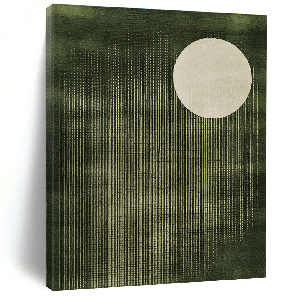Green and White Circular Art - Minimalist Abstract Design GAB0407