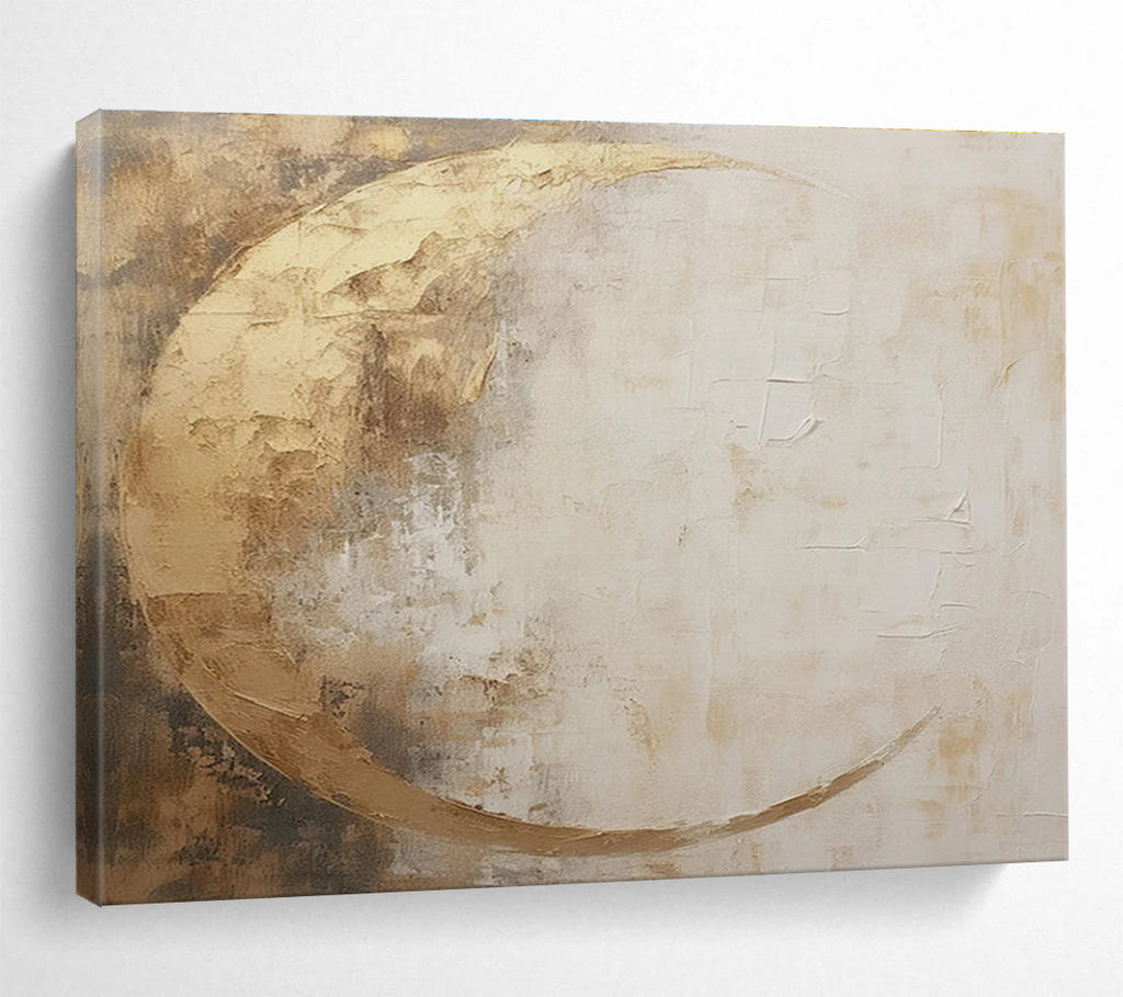 Golden Crescent Abstract Painting for Elegant Interiors YHT080