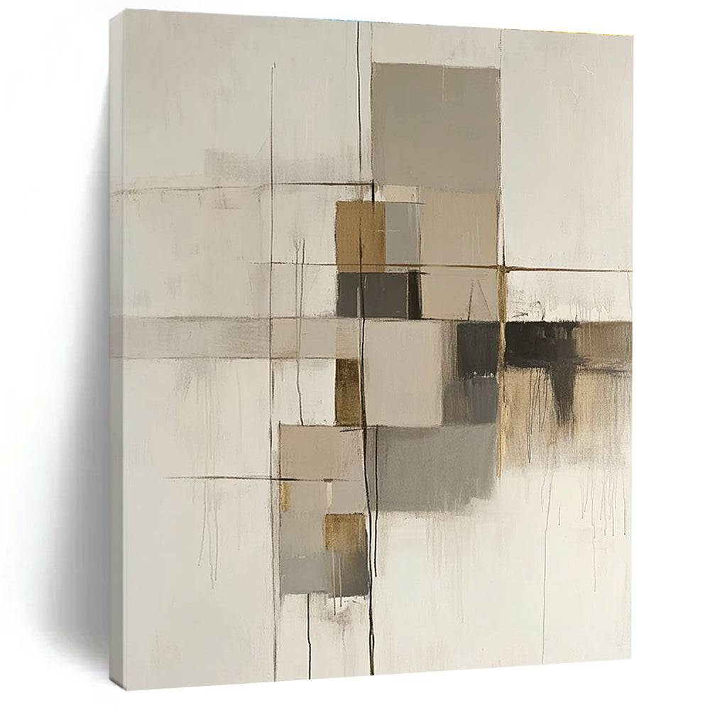 Neutral Geometric Abstract Painting for Mid - Century Modern Offices GAB1214