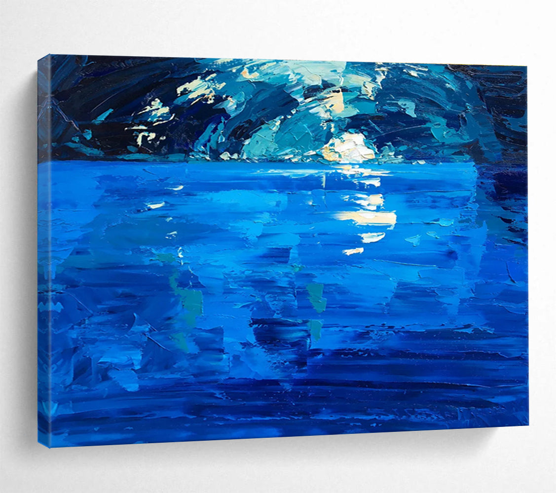 Moonlit Sea Abstract Painting for Seaside Bedroom Retreats YHT448
