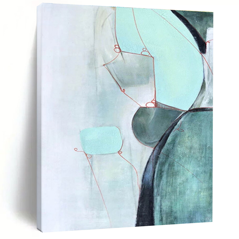 Minimalist Mint - Green Abstract Forms Painting for Serene Spaces HENG250