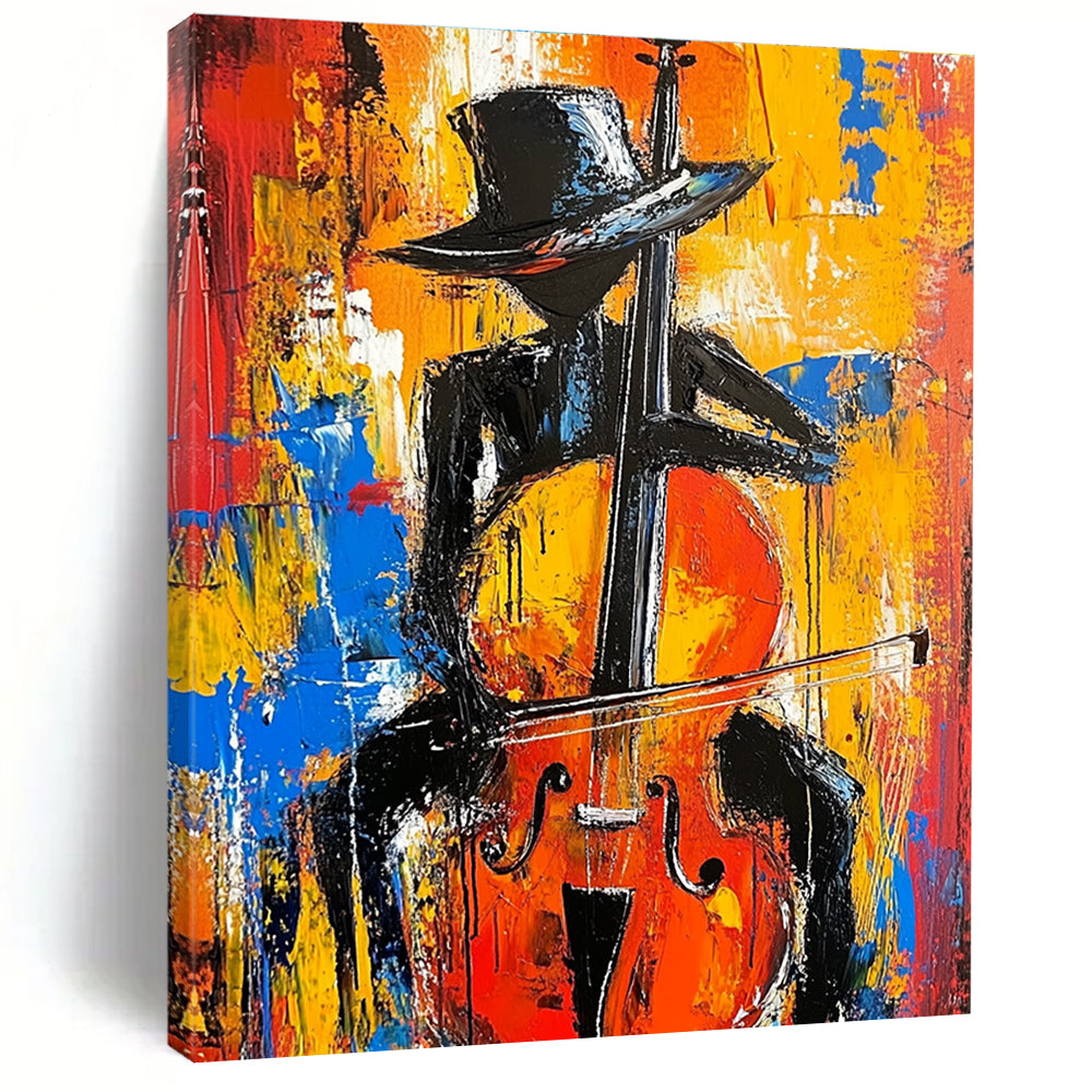 Jazz Musician Silhouette - Vivid Colorful Abstract Painting GAB0420