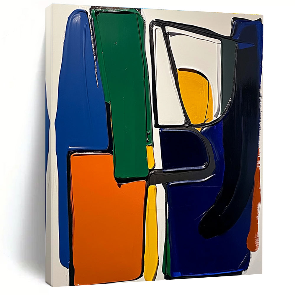 Color - Blocked Geometric Abstract Painting with Bold Vibrancy WINK220