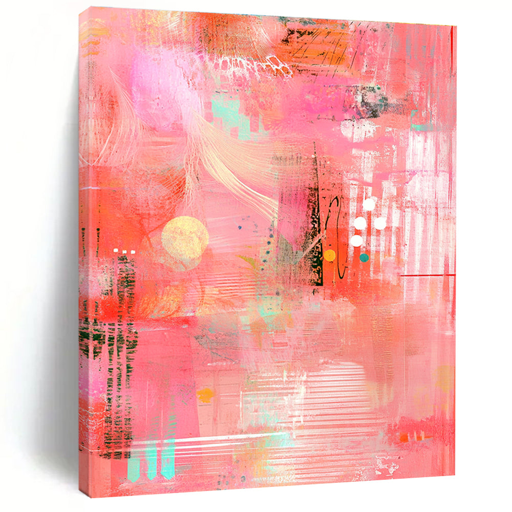 Pink Abstract Collage Painting for Feminine - Inspired Fashion Boutiques GAB0949