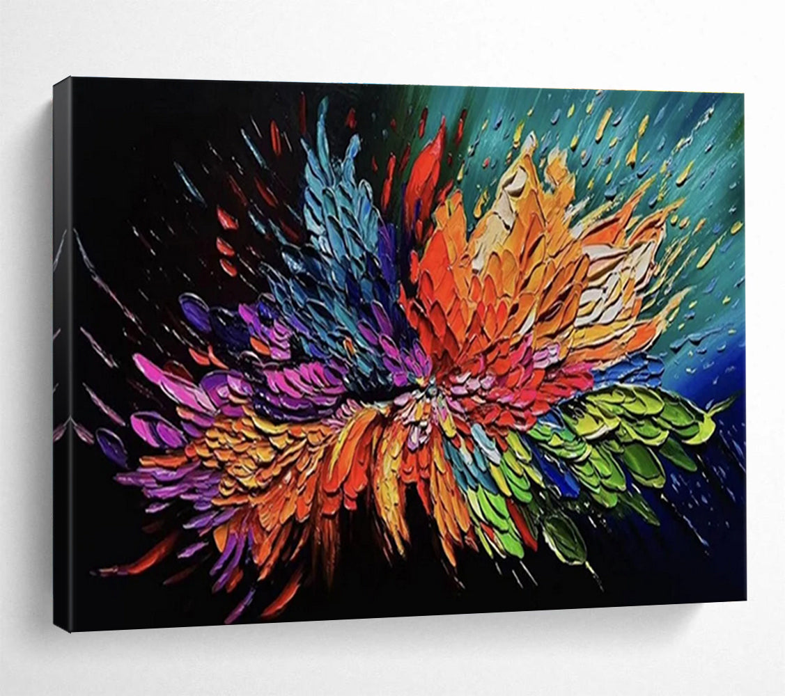 Colorful Flower Burst Abstract Painting for Lively Dining Rooms YHT294