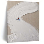 Mini Skier on White Slope Abstract Painting for Winter - Sports Lovers HENG311
