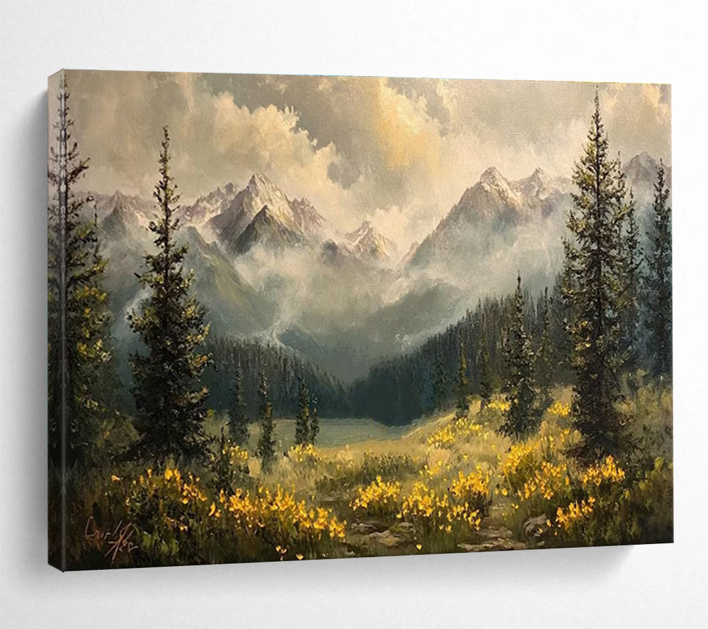 Mountain Meadow Abstract Painting for Nature - Inspired Living Rooms YHT420