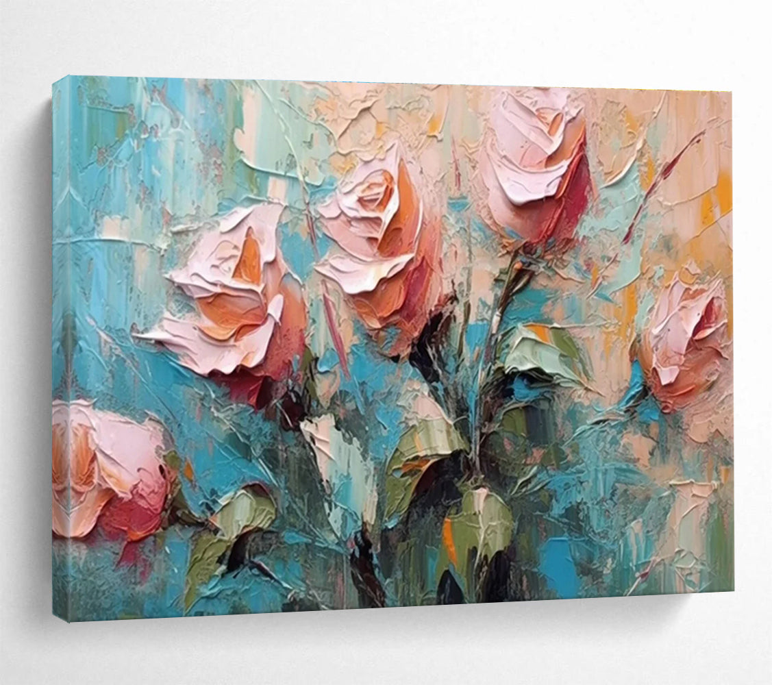 Textured Rose Abstract Painting for Romantic Bedroom Interiors YHT293