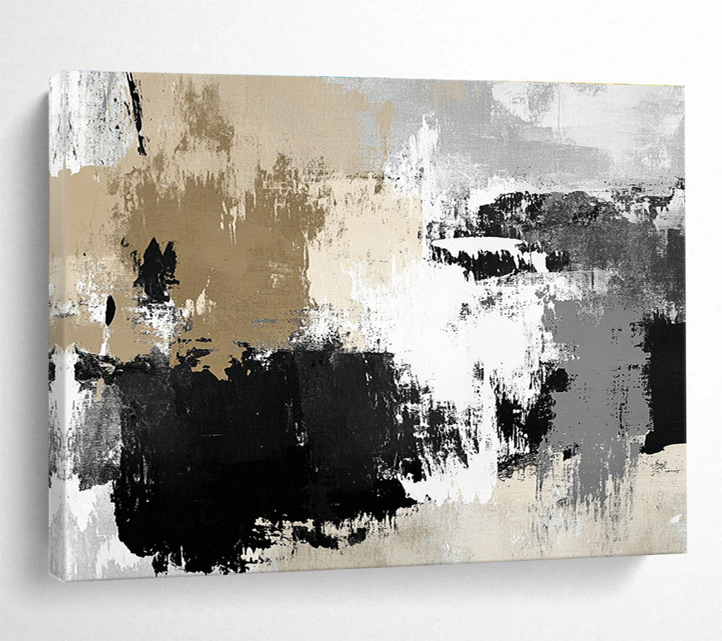 Beige - Black - White Abstract  Warm Minimalist Texture ABS097