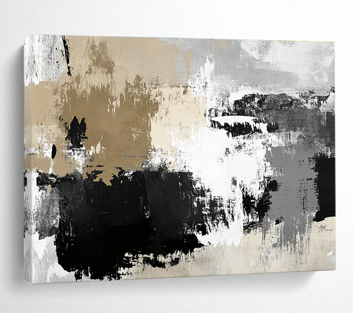 Beige - Black - White Abstract  Warm Minimalist Texture ABS097