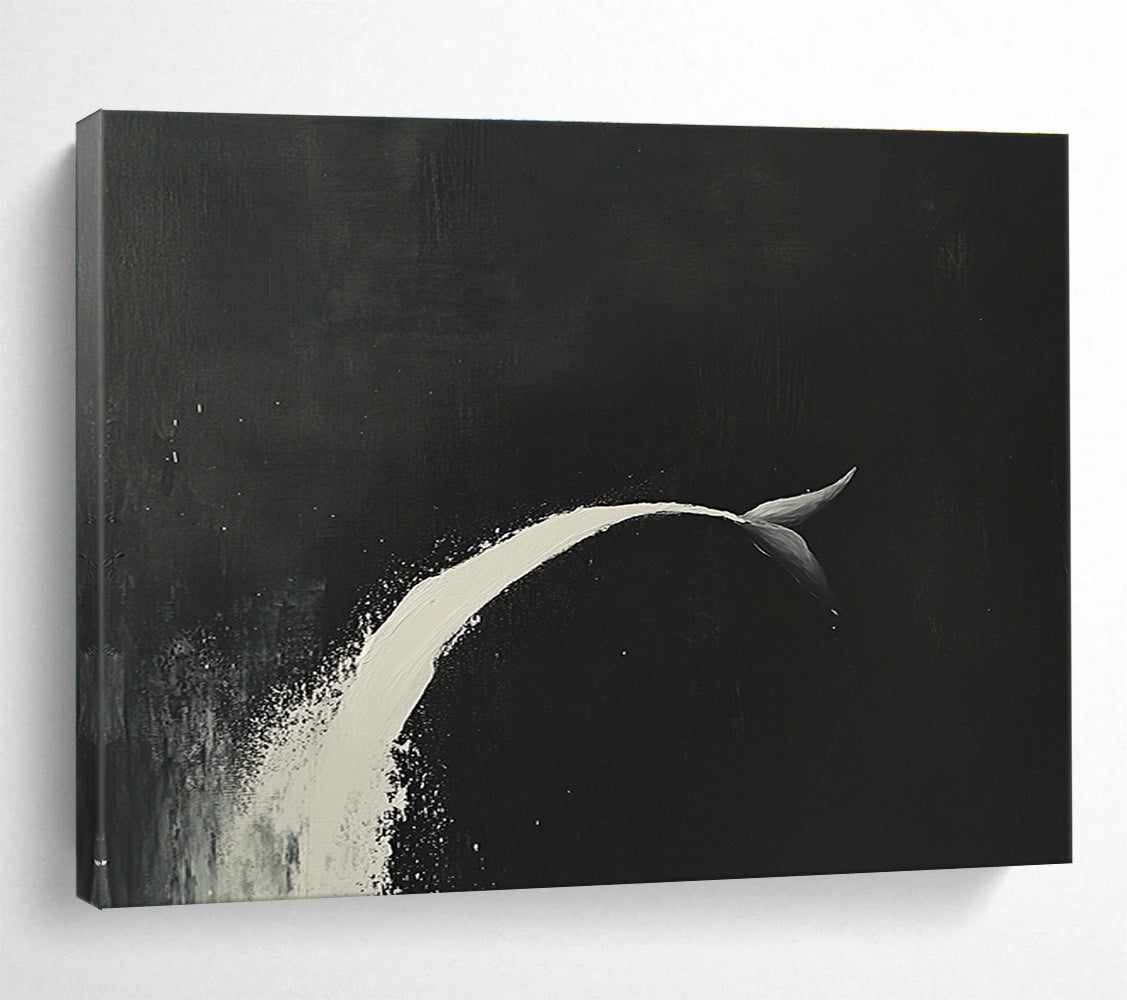 Minimalist Whale Tail with Dramatic Contrast Abstract Painting ABS345