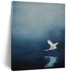 White Crane in Blue Sky Abstract Painting for Zen - Inspired Bedrooms HENG510