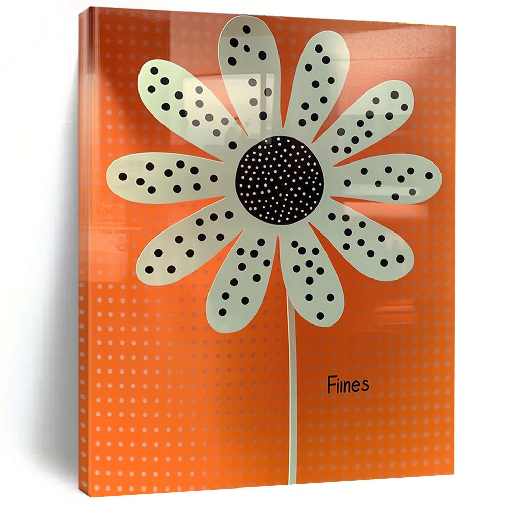 Polka Dot Flower on Orange - Playful Botanical Art GAB0408