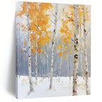 Winter Birch Forest Seasonal Landscape Abstract Painting GAB0274