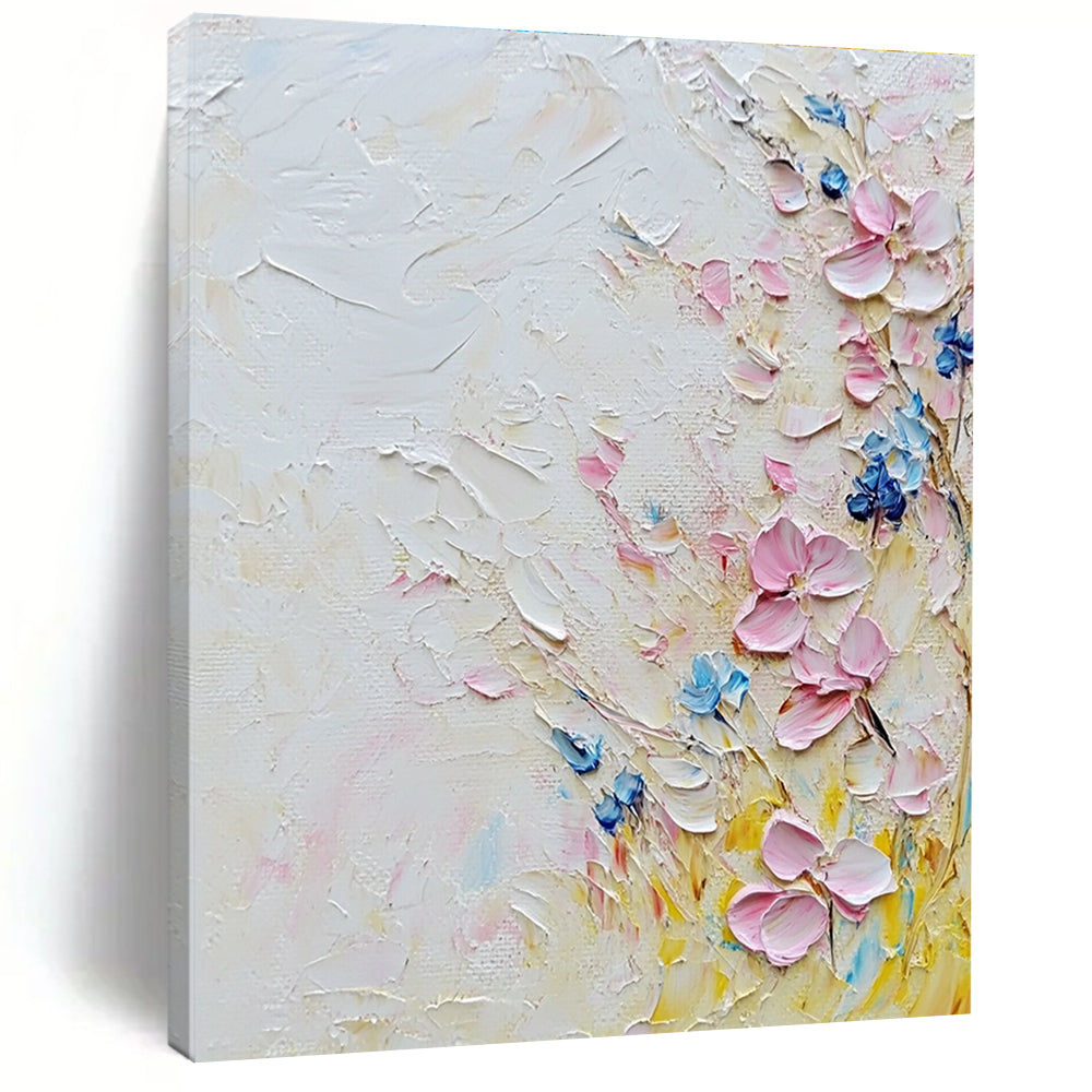 Pastel Floral Side Textured Abstract Painting for Light - Filled Interiors GAB1412