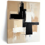 Bold Black and White Abstract Painting with Strong Geometry WINK803