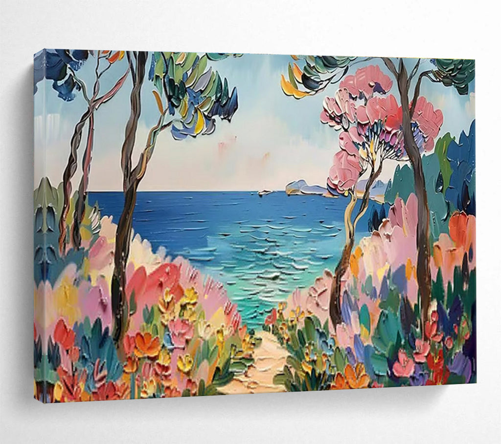 Coastal Path Abstract Painting for Beach House Bedrooms YHT423