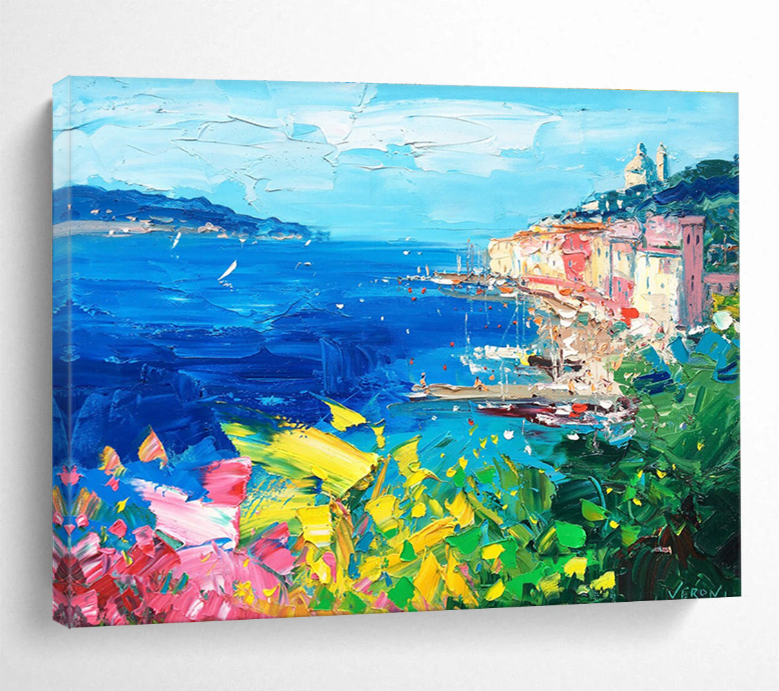 Harbor Town Abstract Painting for Nautical - Inspired Home Offices YHT486