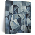 Geometric Blue Abstract Painting for Minimalist Studies GAB0751