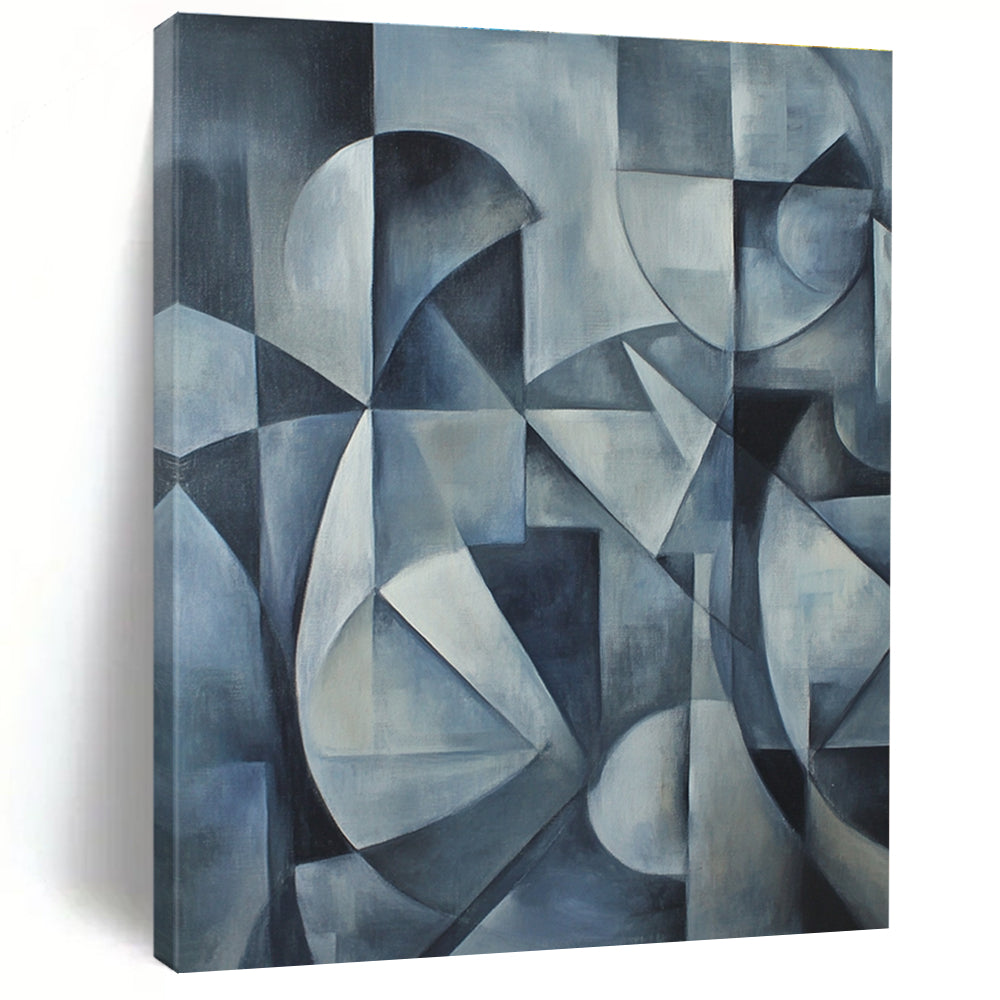 Geometric Blue Abstract Painting for Minimalist Studies GAB0751