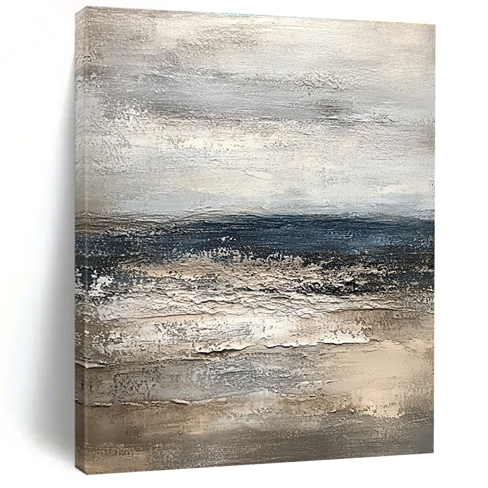 Monochromatic Seaside Abstract Painting for Coastal Home Bedrooms GAB1251