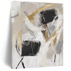 Black and Gold Abstract Painting for Luxury - Minimalist Home Offices GAB0915