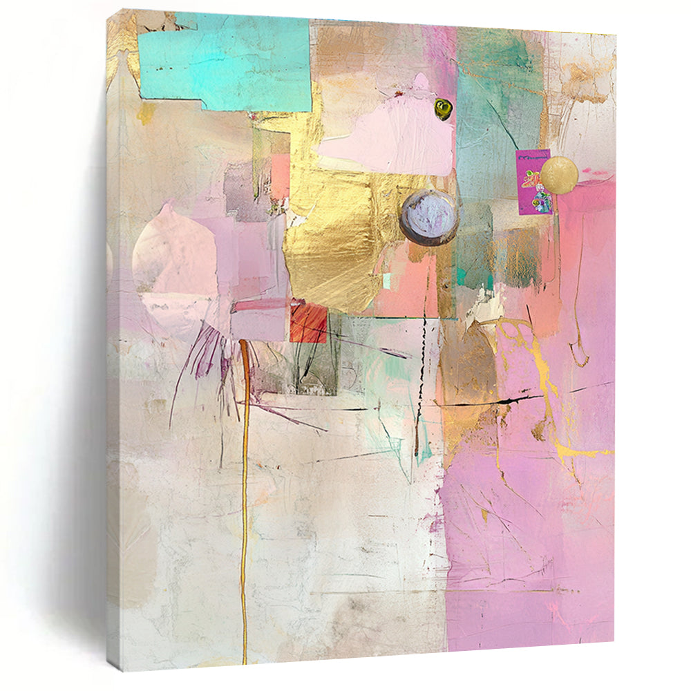 Gold Accent Collage Luxe Mixed Media Abstract Painting GAB0246