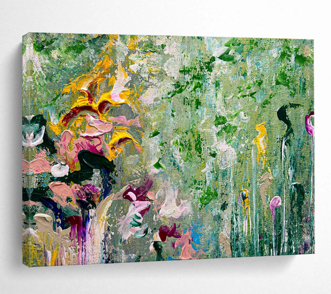 Floral Abstract in Green Painting for Charming Garden Cafes YHT336